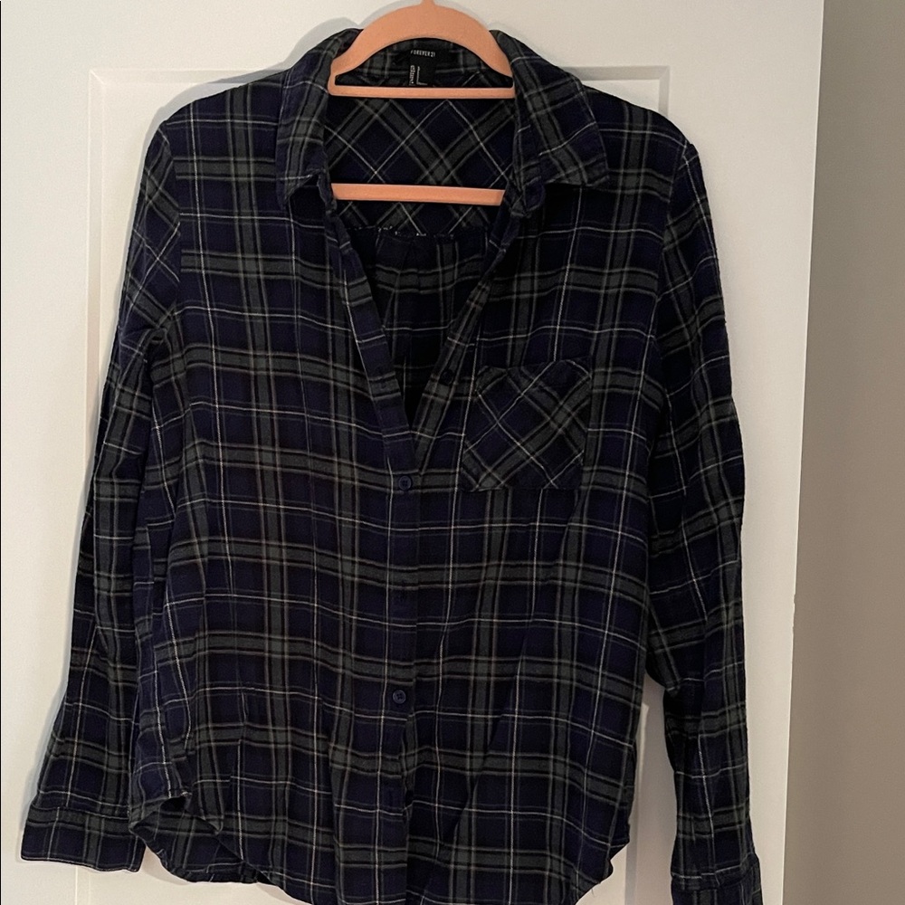 Forever 21 Navy Plaid Shirt